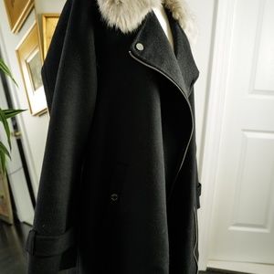 One Coat, Two Looks! Michael Kors asymetrical wool coat removable fur collar 12